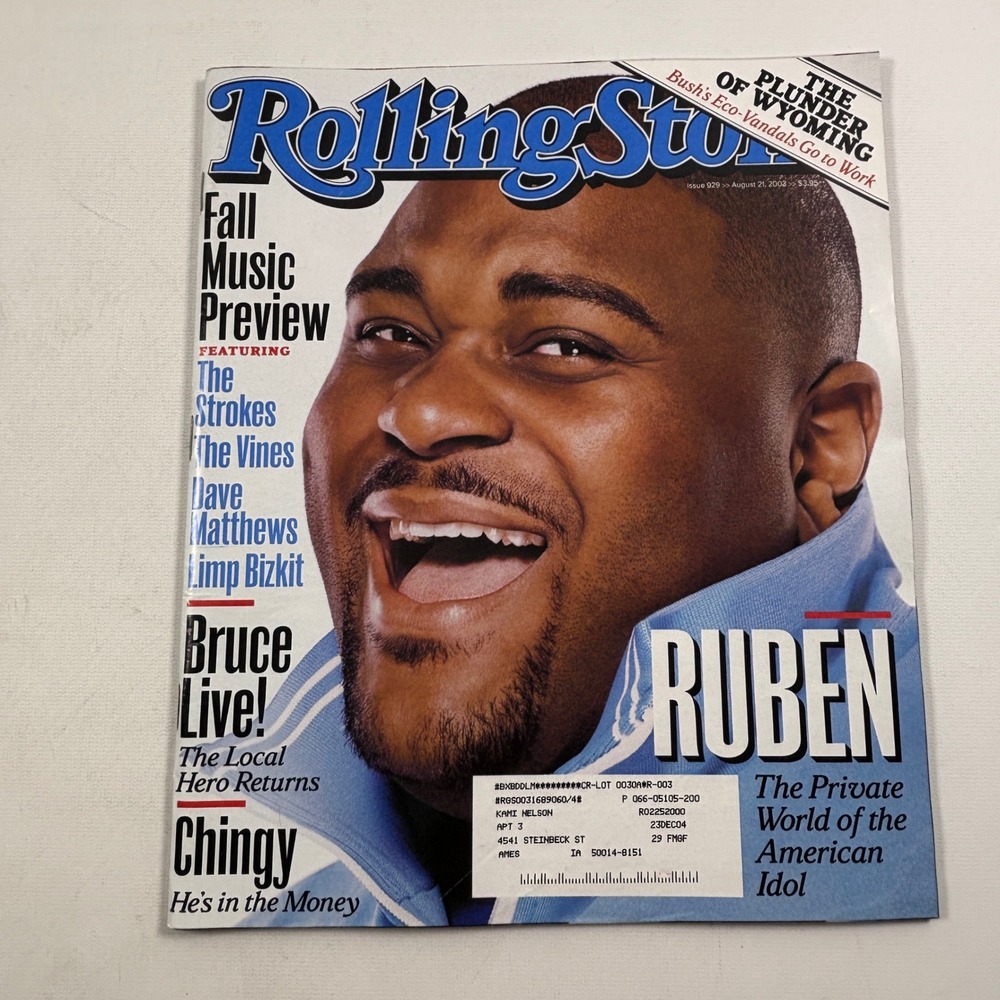 Rolling Stone Magazine Issue 929 August 21 2003 Ruben Studdard American Idol
